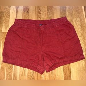 Burnt Red Linen Shorts